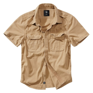 Košile styl VINTAGE krátký rukáv CAMEL PÍSKOVÁ vel. M