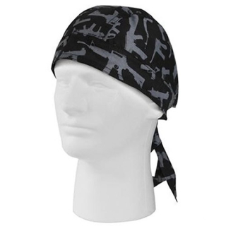 Šátek HEADWRAP GUN PATTERN ČERNÁ