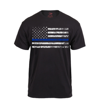 Triko THIN BLUE LINE US vlajka ČERNÉ vel. M