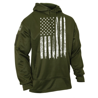 Mikina CONCEALED CARRY s kapucí US vlajka ZELENÁ vel. M