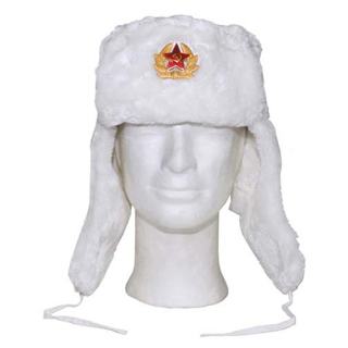 Beranice / Uschanka ruská se znakem BÍLÁ vel. M