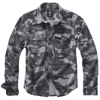 Košile styl VINTAGE dlouhý rukáv GREY CAMO vel. 6XL