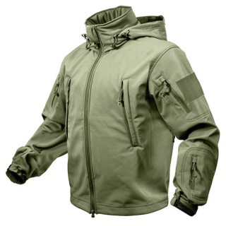 Bunda TACTICAL s kapucí softshell ZELENÁ vel. L
