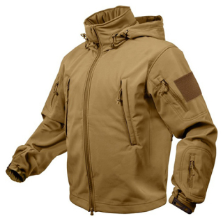 Bunda TACTICAL s kapucí softshell COYOTE vel. L