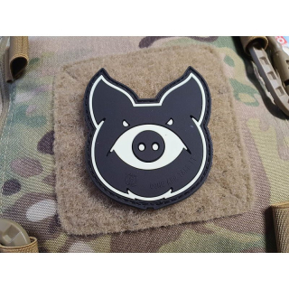 Nášivka MONSTER PIG plast velcro GLOW IN THE DARK