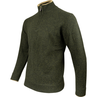 Svetr ASHCOMBE se zipem jehněčí vlna DARK OLIVE vel. XL