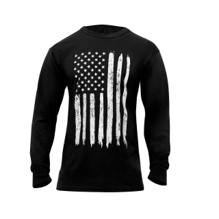 Triko BÍLÁ vlajka USA dlouhý rukáv ČERNÉ vel. XXL