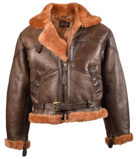 Bunda kožená UK BOMBER RAF s límcem HNĚDÁ vel. L