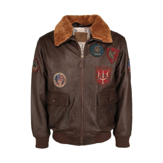 Bunda pilotní kožená TOP GUN HNĚDÁ vel. S