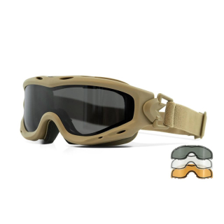 Brýle taktické SPEAR DUAL LENS sada 3 skla TAN rám