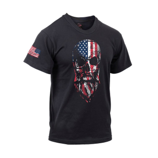 Triko motiv USA vousatá lebka ČERNÉ vel. 3XL