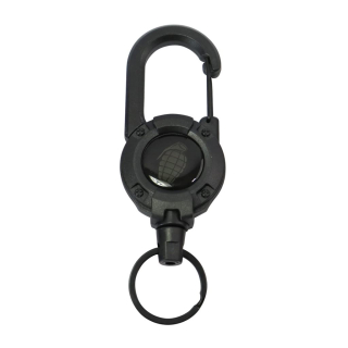 Klíčenka HEAVY DUTY s navíjákem a karabinou ČERNÁ