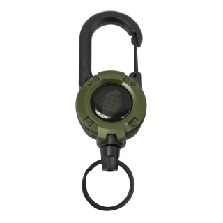 Klíčenka HEAVY DUTY s navíjákem a karabinou ZELENÁ