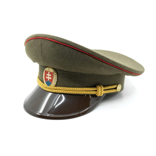 Brigadýrka důstojnická SK zlatý odznak, kšilt plast, červená linka ZELENÁ vel. 52