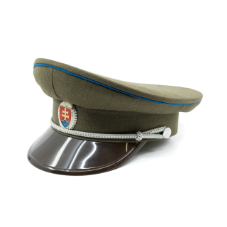 Brigadýrka SK stříbrný odznak, kšilt plast, modrá linka ZELENÁ vel. 54