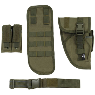 Pouzdro stehenní Tactical na pistol a zásobníky pravé ZELENÉ