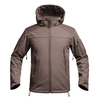 Bunda FIGHTER V2 softshell s kapucí HNĚDÁ vel. L