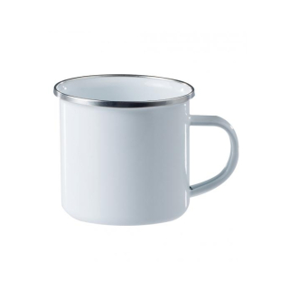 Hrnek smaltovaný 350ml BÍLÝ nerezový lem