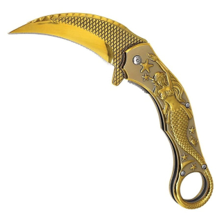 Nůž zavírací MERMAID karambit ZLATÝ