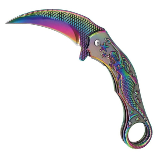 Nůž zavírací MERMAID karambit DUHOVÝ