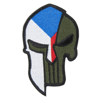 Nášivka vlajka ČR + SPARTAN PUNISHER velcro BAREVNÁ
