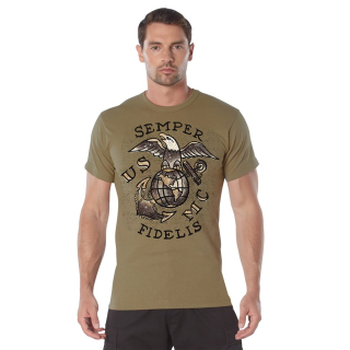 Triko USMC SEMPER FIDELIS COYOTE vel. XL