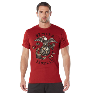 Triko USMC SEMPER FIDELIS ČERVENÉ vel. M