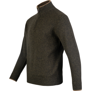 Svetr ASHCOMBE se zipem jehněčí vlna DARK OLIVE vel. L